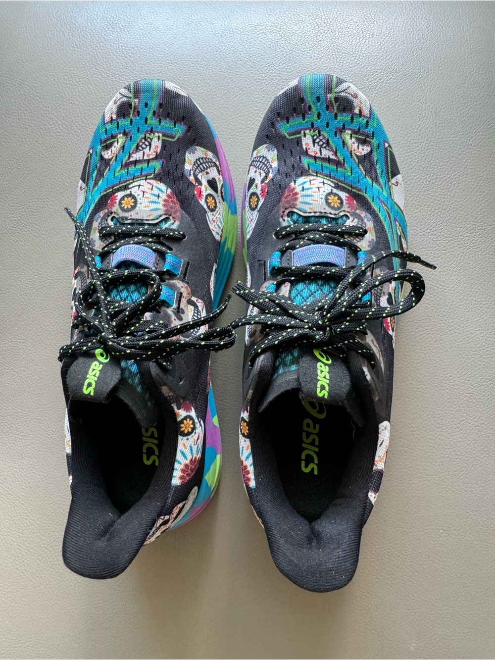 Asics Kids Black & Teal Multi Skull-Print Sneakers